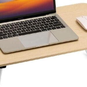 Adjustable Home Office Laptop Desk - Natural Wood Finish